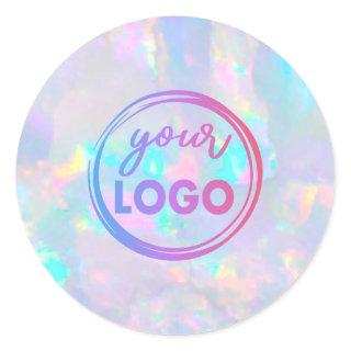 your logo on pastel opal gemstone classic round sticker