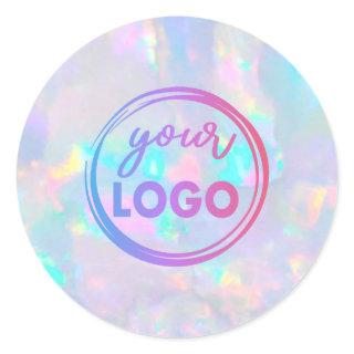 your logo on pastel opal gemstone classic round sticker