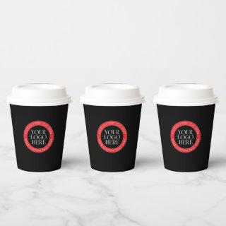 Your Logo or other Image | Black Red & White Paper Cups
