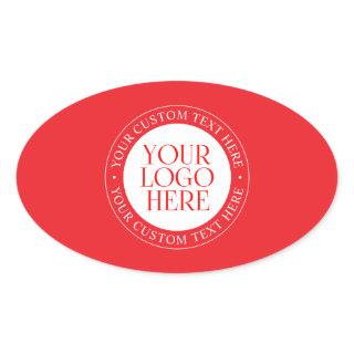 Your Logo or other Image | Christmas Red & White Oval Sticker
