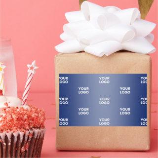 Your Logo Simple Repeating Logo Navy Blue Gradient Rectangular Sticker