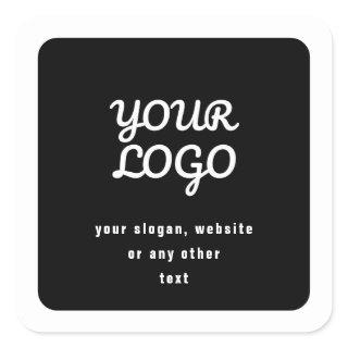 Your Logo & Slogan or other text | Black & White Square Sticker