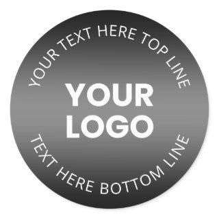 Your Logo w/Editable Black & White Gradient  Classic Round Sticker