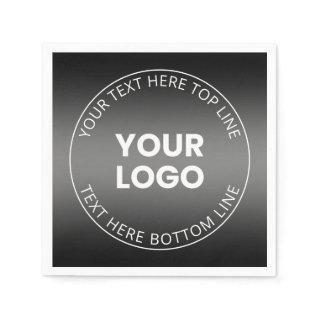 Your Logo w/Editable Black & White Gradient  Napkins