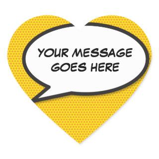 Your Message Speech Bubble Fun Retro Comic Book Heart Sticker