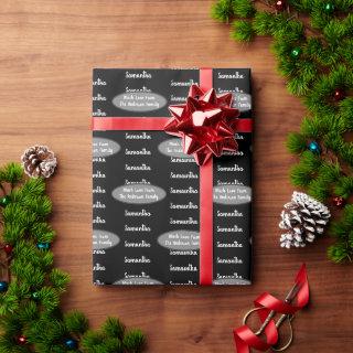 Your Name and Holiday Message Retro Christmas Wrap