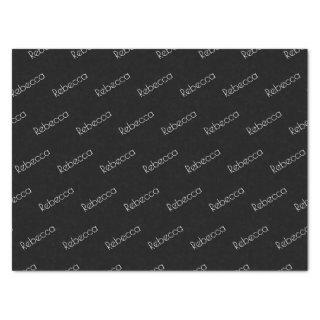 Your Name | Modern White Typeface on Black Tissue Paper