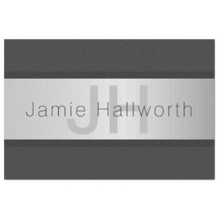 Your Name & Monogram | Greys & Faux Silver Look Tissue Paper