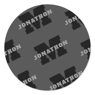 Your Name or Business Name | Modern Masculine Grey Classic Round Sticker