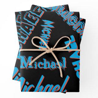 Your name pattern monogram blue red black colour  sheets