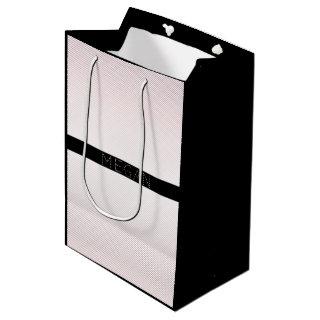 Your Name | Thin White & Rose Ombre Stripes #2 Medium Gift Bag