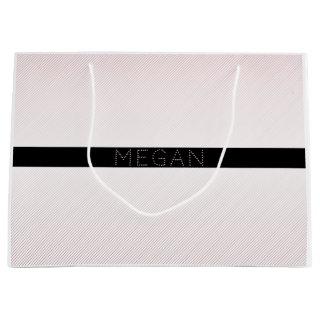 Your Name | Thin White & Sublte Rose Ombre Stripes Large Gift Bag