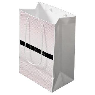 Your Name | Thin White & Sublte Rose Ombre Stripes Medium Gift Bag