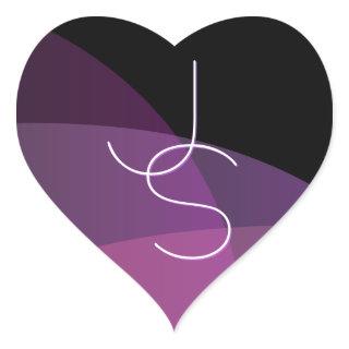 Your Overlapping Initials | Modern Purple & Pink Heart Sticker