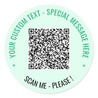 Your QR Code Custom Text Round Sticker Template