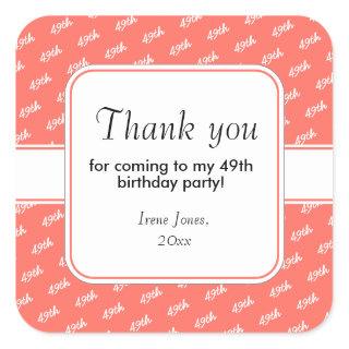 Your Text:  Birthday Number Pattern Coral/White Square Sticker