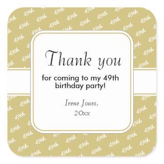 Your Text:  Birthday Number Pattern Gold/White Square Sticker