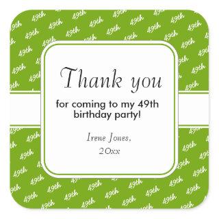Your Text:  Birthday Number Pattern Green/White Square Sticker