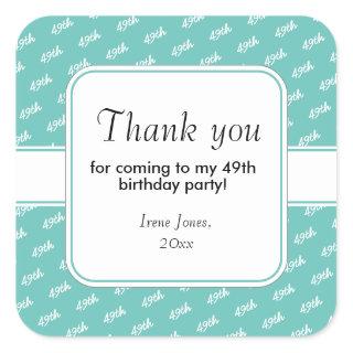 Your Text:  Birthday Number Pattern Teal/White Square Sticker