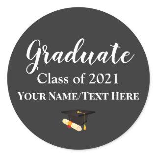 Your Text/Color Congrats Graduation Class 2021 Classic Round Sticker