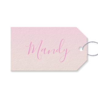 Your Text | Elegant Script & Soft Blush Pink Ombre Gift Tags