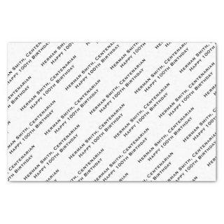 Your Text Pattern All Over Print Black/White Tissue Paper
