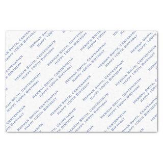 Your Text Pattern All Over Print Blue/White Tissue Paper