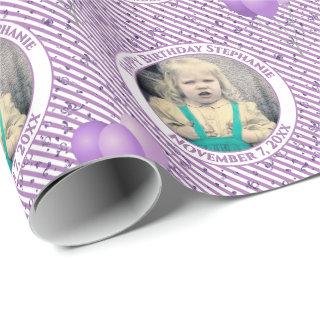 Your Text.Photo Lavendar/White Simple Stripes