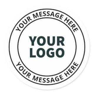 Your Uploaded Logo + Editable Circular Text  Classic Round Sticker