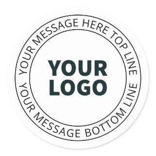 Your Uploaded Logo + Editable Circular Text  Classic Round Sticker