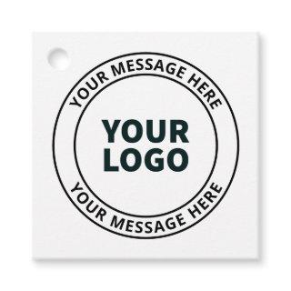 Your Uploaded Logo + Editable Circular Text  Favor Tags