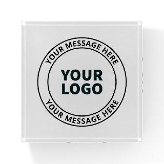 Your Uploaded Logo + Editable Circular Text  Paperweight