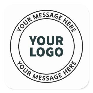 Your Uploaded Logo + Editable Circular Text  Square Sticker