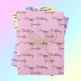 Your Words with Her Name Birthday Gift Wrapping Pa  Sheets