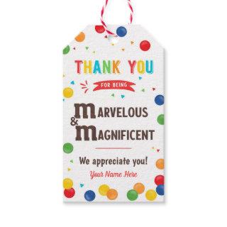You're Marvelous Magnificent Teacher Appreciation Gift Tags