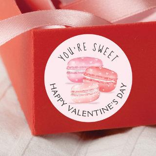 You're Sweet Happy Valentine's Day Macaron Cookies Classic Round Sticker