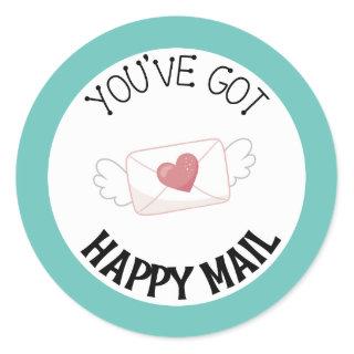 You've Got Happy Mail Round Sticker Turquoise