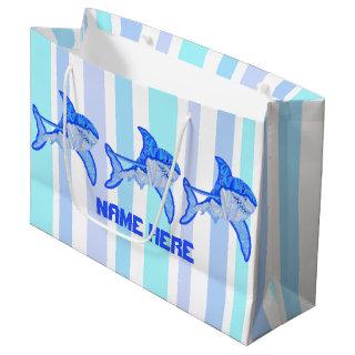 Z Great White Shark Colorful Sea Stripes Large Gift Bag