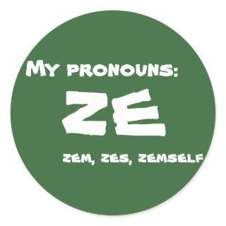 Ze or Custom Pronoun Classic Round Sticker