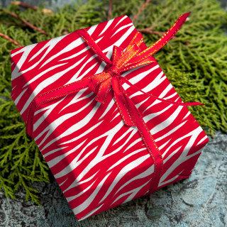 Zebra Print White Red Cute Modern Xmas Pattern
