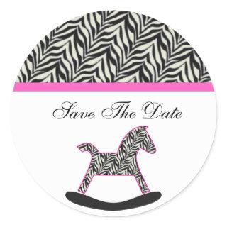 Zebra Rocking Horse Save The Date Stickers