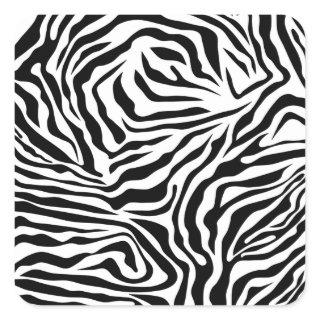 Zebra Stripes Black And White Wild Animal Print Square Sticker