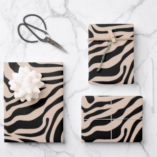 Zebra Stripes Cream Beige Black Wild Animal Print  Sheets