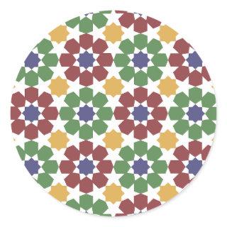 zellige Pattern Moroccan Ceramic Art Traditional  Classic Round Sticker