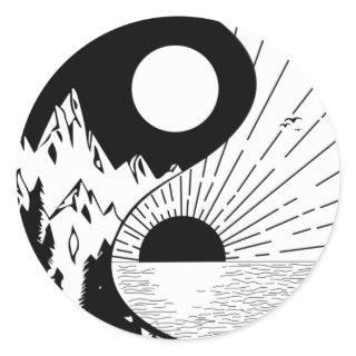 Zen Yin Yang Black White Classic Round Sticker