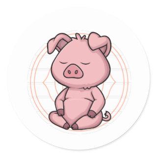 Zen Yoga Mindfulness Meditation Pig Classic Round Sticker