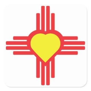 zia symbol with heart square sticker