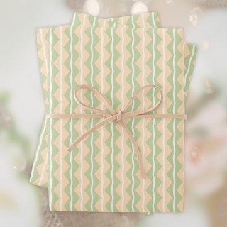 Zigzag Chevron Stripes-Orange,Green and pale Ivory  Sheets