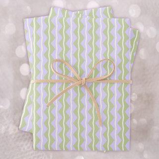 Zigzag Chevron Stripes-Purple,Green and pale Ivory  Sheets