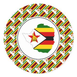 ZIMBABWE FLAG Zimbabwean Map Stylish Patriotic Classic Round Sticker